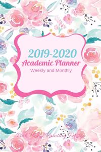2019-2020 Academic Planner Weekly and Monthly Pink Floral Painting Design