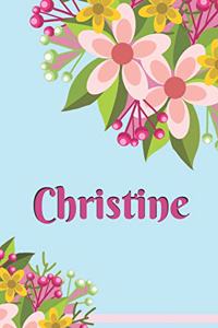Christine Personalized Blank Lined Journal Notebook