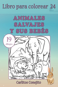 Libro para colorear Animales Salvajes y sus Bebés