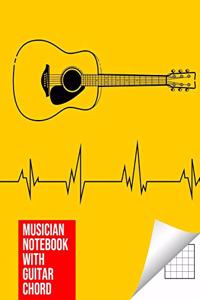 Musician Notebook with Guitar Chord - Guitar/Bass Fretboard Paper Cool Bassist Gift For A Bass Player Notebook guitar chords in Amber Cover