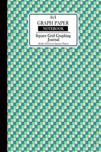 4x4 Graph Paper Notebook.Square Grid Graphing Journal. Shades Of Green Squares Pattern