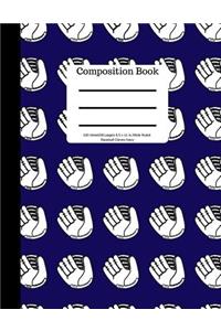 Composition Book 100 Sheet/200 Pages 8.5 X 11 In.Wide Ruled Baseball Gloves Navy
