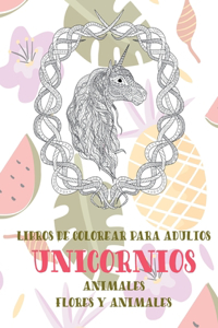 Libros de colorear para adultos - Flores y animales - Animales - Unicornios