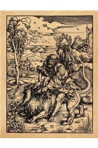 Art Notebook: Samson Fighting the Lion - Albrecht Durer Art College Ruled Notebook 110 Pages