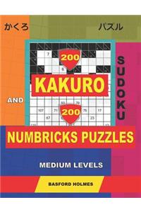 200 Kakuro sudoku and 200 Numbricks puzzles medium levels.