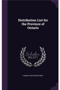 Distribution List for the Province of Ontario
