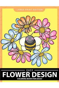 Easy Flower Design Coloring Book for Adults