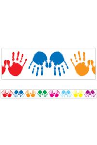 Colorful Handprints Straight Borders