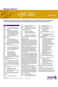 CPT 2021 Express Reference Coding Card: Obstetrics