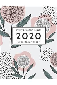 2020 Planner Weekly and Monthly - 12 Months, Free Note and Vision Board Jan 1, 2020 to Dec 31