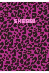 Sherri: Personalized Pink Leopard Print Notebook (Animal Skin Pattern). College Ruled (Lined) Journal for Notes, Diary, Journaling. Wild Cat Theme Design wi