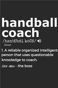 Handball Coach Noun 1. Reliable Organized Intelligent Person That Uses Questionable Knowledge To Coach. See Also