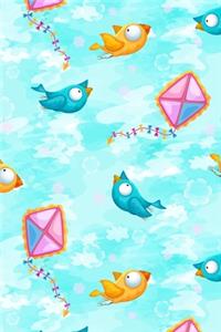 Super Cute Blue and Yellow Birds Flying Kites Notebook