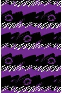 Journal Notebook Purple Lips - Abstract Purple and Black Pattern