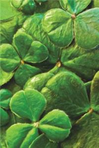 Green Shamrocks - Blank Notebook with Fleur de Lis Corners