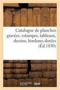 Catalogue de Planches Gravées, Estampes, Tableaux, Dessins, Bordures Dorées