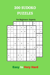 200 SUDOKU PUZZLES For Beginners-Experts Easy to Very Hard