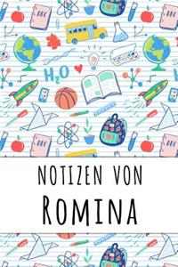 Notizen von Romina: Liniertes Notizbuch für deinen personalisierten Vornamen