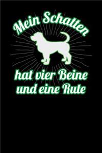 Mein Schatten hat vier Beine und eine Rute: Notizbuch A5 120 Seiten mit Punkten in Weiß für Hundebesitzer und Hundeliebhaber.