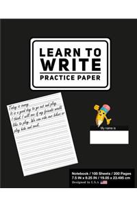 Learn To Write Practice Paper