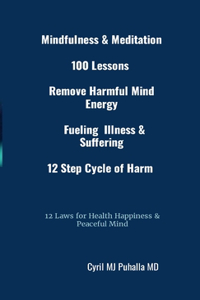 Mindfulness & Meditation 100 Lessons Remove Harmful Mind Energy Fueling Illness & Suffering 12 Step Cycle of Harm 12 Laws for Health Happiness & Peaceful Mind