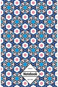 Gm&co: Notebook Journal Dot-Grid, Lined, Graph, 120 Pages 5.5x8.5 (Blue Flower Tiles)