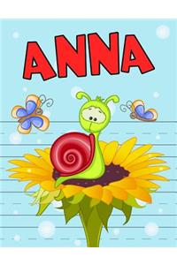 Anna: Personalized Book with Child's Name, Primary Writing Tablet, 65 Sheets of Practice Paper, 1