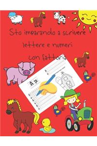 Sto imparando a scrivere lettere e numeri con fattoria
