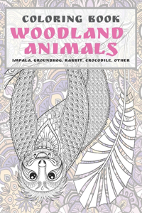 Woodland Animals - Coloring Book - Impala, Groundhog, Rabbit, Crocodile, other