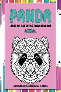 Libro de colorear para adultos - Diseños de animales para aliviar el estrés - Animal - Panda