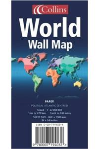 WORLD WALL MAP POL ATL PAPER T