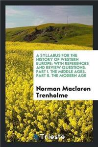 A Syllabus for the History of Western Europe