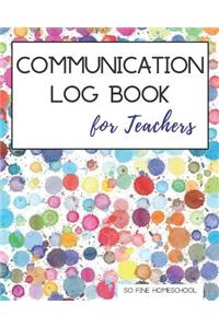 Communication Log Book for Teachers