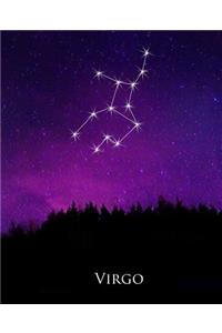 School Composition Book Virgo Constellation Night Sky Astrology Symbol 130 Pages