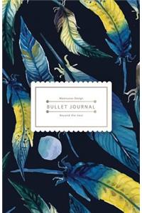 Bullet Journal Beyond the Soul: Blue Watercolor Bird Feather Journal - 130 Dot Grid Pages - High Inspiring Creative Design Idea