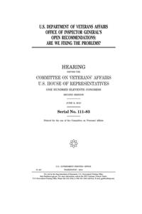 U.S. Department of Veterans Affairs Office of Inspector General's open recommendations