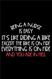 Being A Nurse Is Easy It's Like Riding A Bike Except The Bike Is On Fire Everything Is On Fire And You Are In Hell