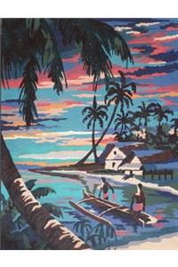 Composition Book Journal: : Vintage Paint-By-Number Pbn, Mid Century Tiki Hut Island Motif Cover, College Ruled Paper, 150 Blank Lined Sheets, 9-3/4 X 7-1/2.