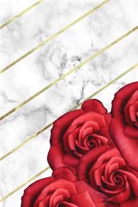 Marble + Gold Red Roses Notebook Journal