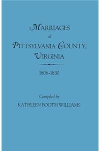 Marriages of Pittsylvania County, Virgina, 1806-1830