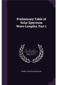 Preliminary Table of Solar Spectrum Wave-Lengths, Part 1