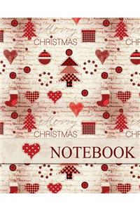 Christmas Notebook, Holiday Notebook, Journal & Notes, Christmas Jotter Book (Happy Christmas Hearts)