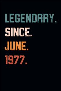 Blank Lined Journal, Notebook, Diary, Planner - Legendary Since June 1977 - 42nd Birthday Gift For 42 Years Old Men and Women born in June