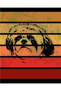 Shih Tzu Retro Stripes Notebook