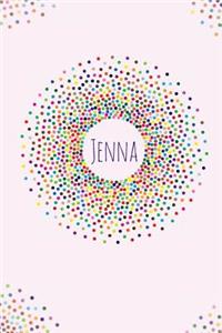 Jenna.: Jenna personalized dot grid journal notebook. Attractive girly personalized name bright modern stylish journal for girls.