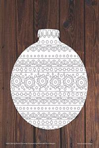 Adult Coloring Round Christmas Ornament Notebook with Floral Margins