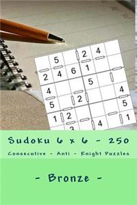 Sudoku 6 X 6 - 250 Consecutive - Anti - Knight Puzzles - Bronze