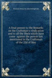 A FINAL ANSWER TO THE REMARKS ON THE CR