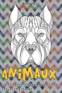 Livres à colorier pour adultes pour stylos et crayons - Niveau facile - Animaux