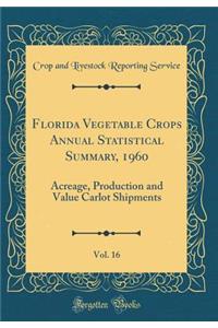 Florida Vegetable Crops Annual Statistical Summary, 1960, Vol. 16: Acreage, Production and Value Carlot Shipments (Classic Reprint)